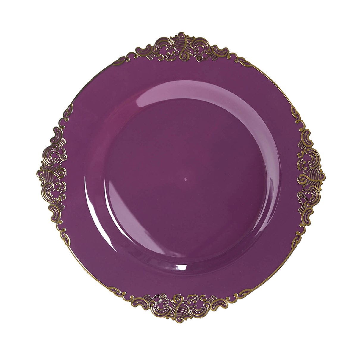Retro Purple and Gold Plastic Party Plates (350-Count Bulk Pack)