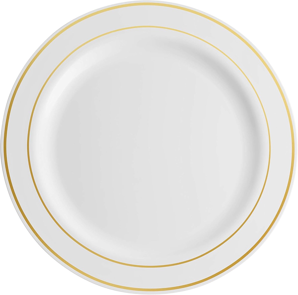 White-Gold Plastic Party Plates (350-Count Bulk Pack)