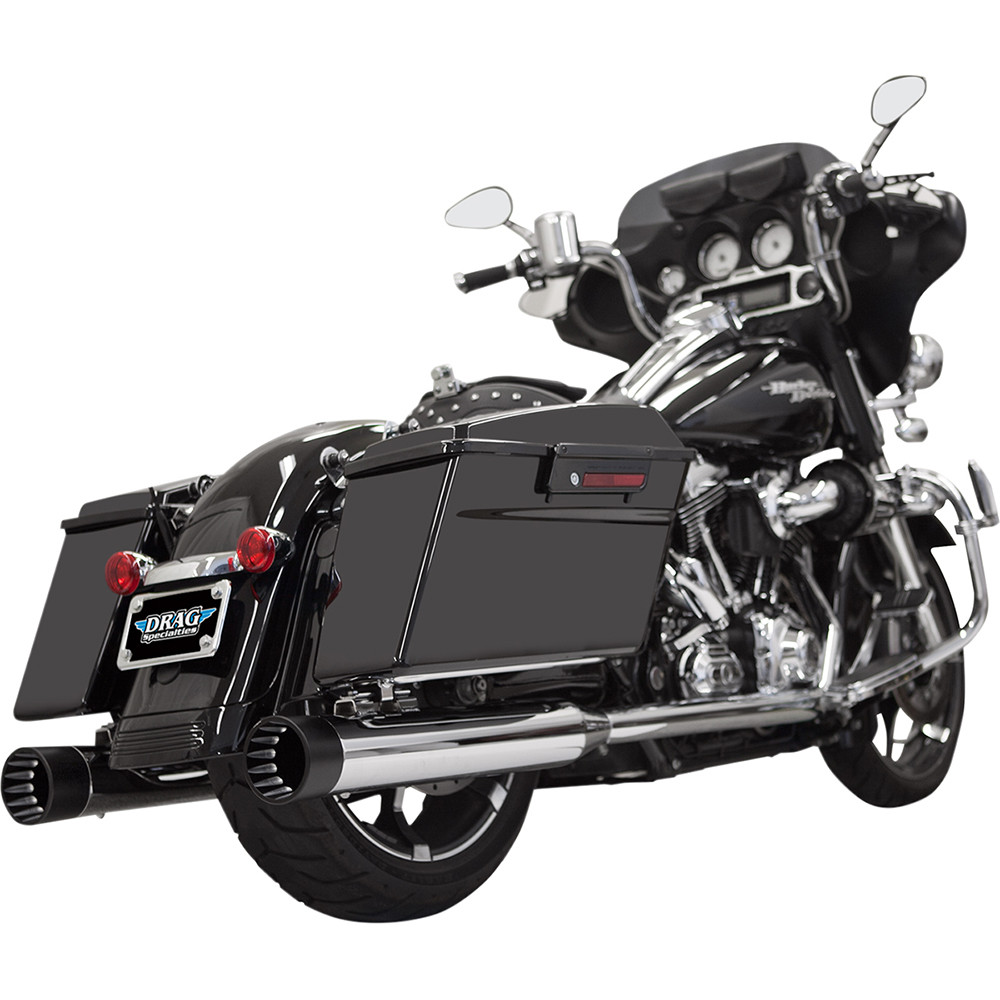 BASSANI XHAUST 1F73DNT5 DNT Straight Can Slip-On Mufflers - Chrome/Black