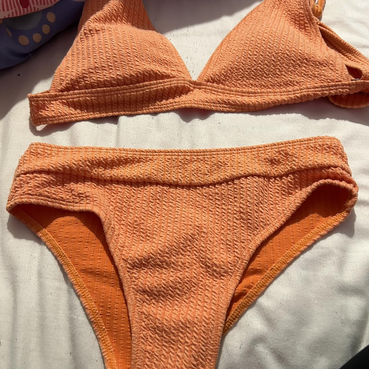 Women’s V-Neck Swimsuit, Vacation Beach Swimwear, Color:Orange, Size:XS