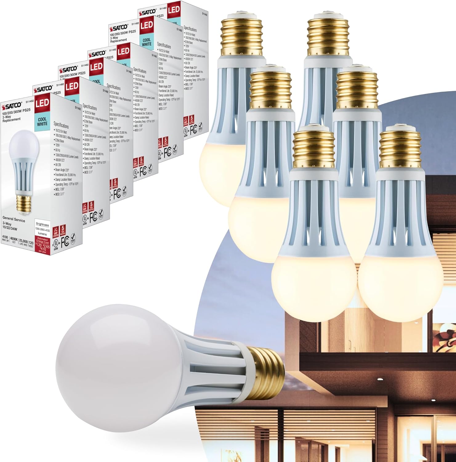 Dimmable LED Light Bulb, 12 Watt, Medium Base E26 2700K (Warm White)