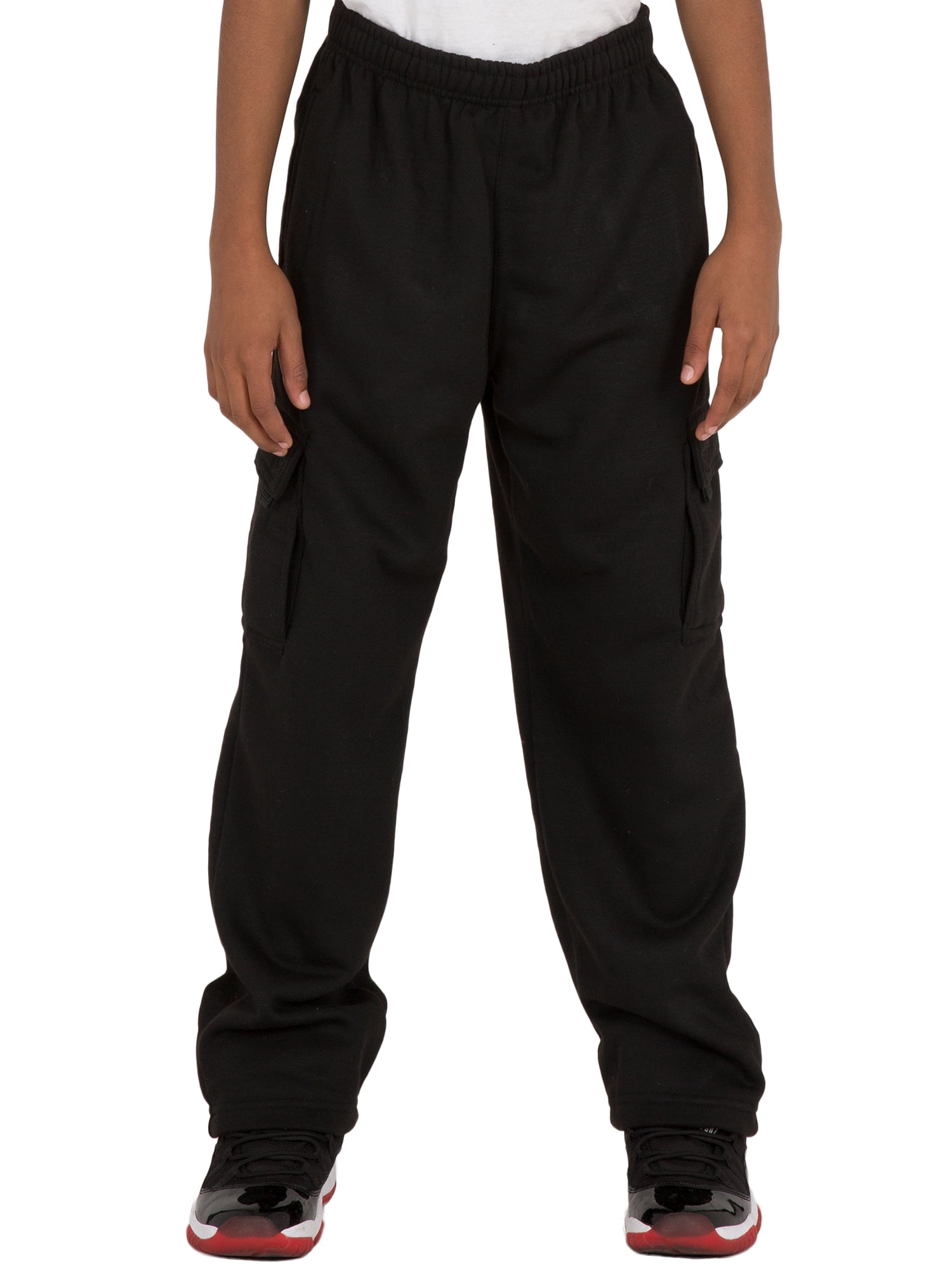 Big Boys Fleece Cargo Sweatpants Black Male  |  Size 2XL