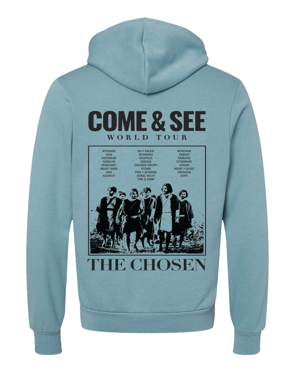 THE CHOSEN Come & See World Tour Crew Neck T-Shirt Size:S  light blue