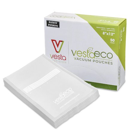 50 Pack Biodegradable Compostable Vacuum Seal Bags 8”x12” for Food Storage