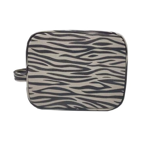 Daisy Rose Cosmetic Toiletry Bag PU Vegan Leather Travel Bag for Women - Zebra