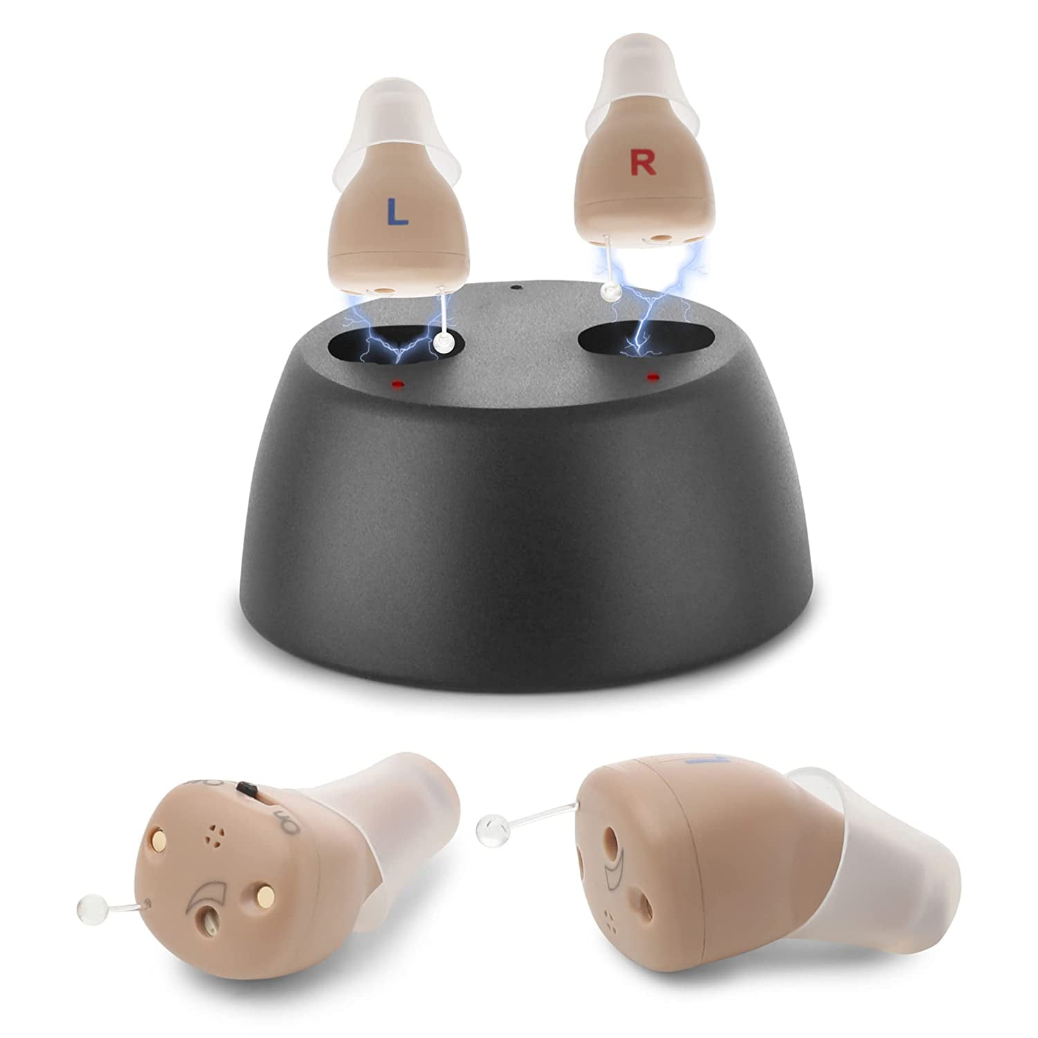 CIC Hearing Aid Rechargeable ID-1 Charge+Dry,Color:Beige Left/Right