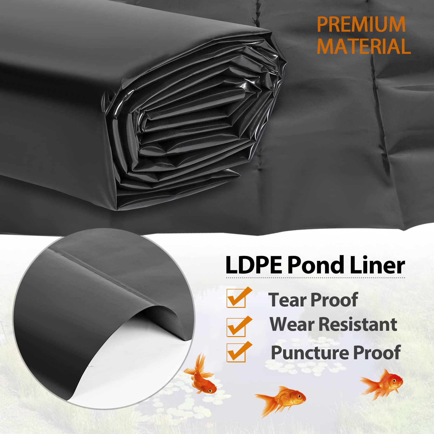 Pond Liner 20 ft. x 25 ft. 20 Mil Thickness High Tensile Sunlight-proof Flexible