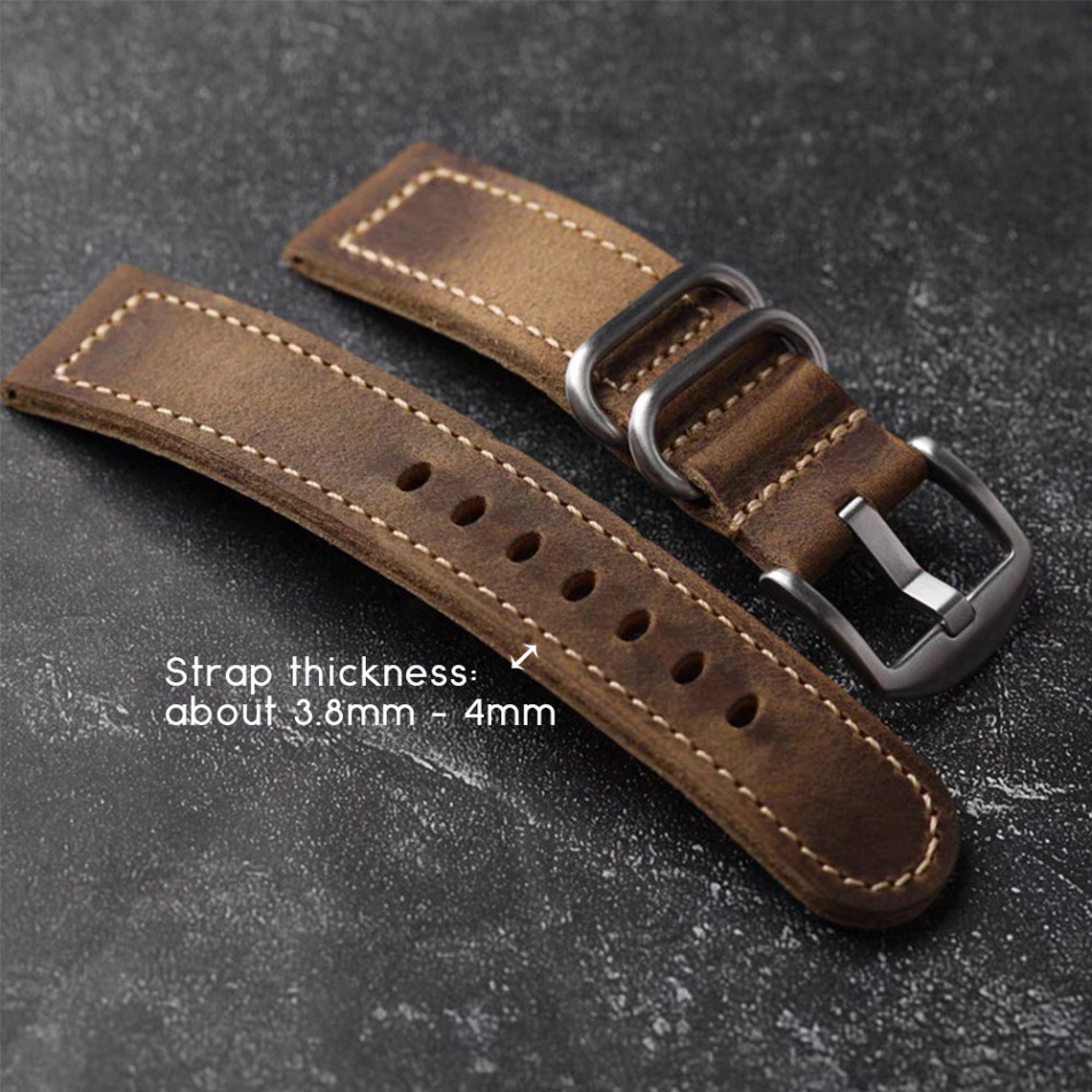 Watch Band Whiskey Brown with Black Details - M Size