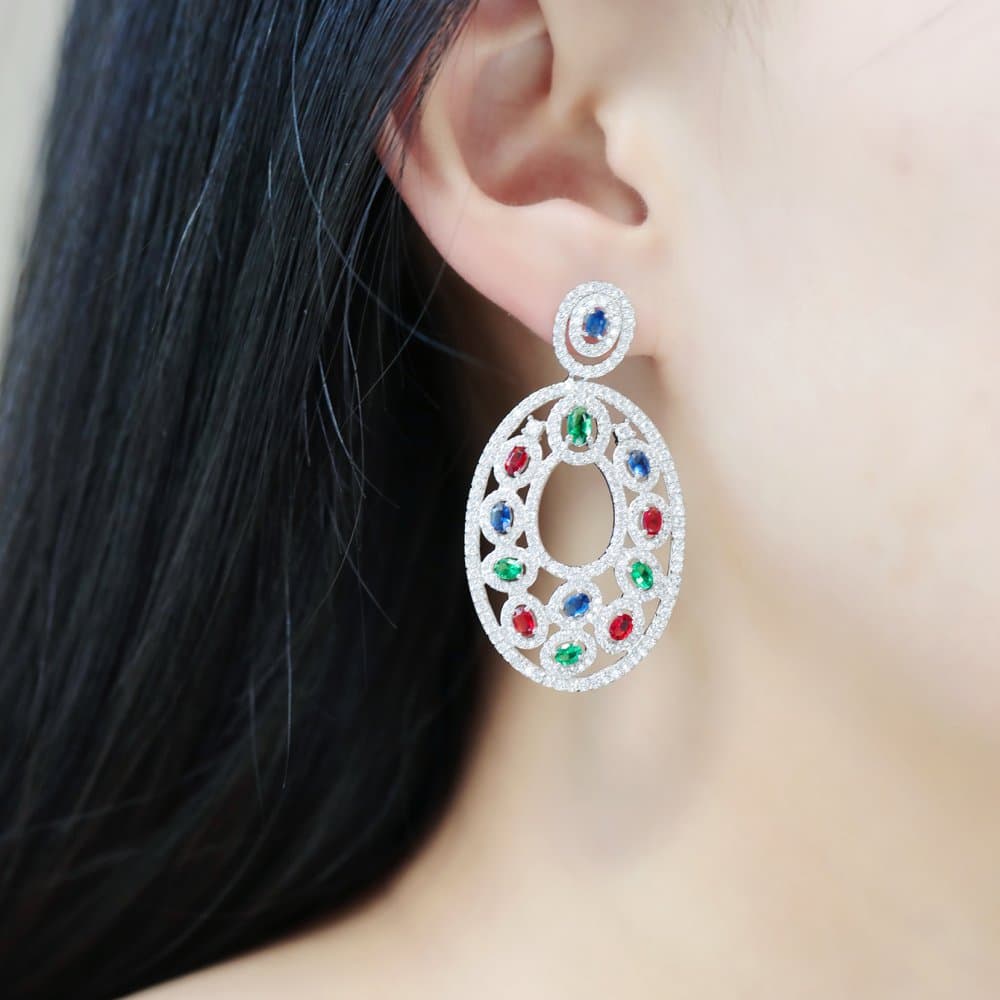 925 Silver Dangle Earrings, 11.58 g — Fancy Collection thumbnail 3