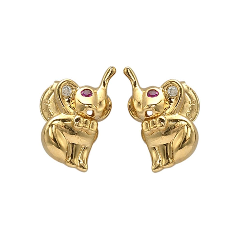 14K Elephant Earrings, 2.5 g thumbnail 1