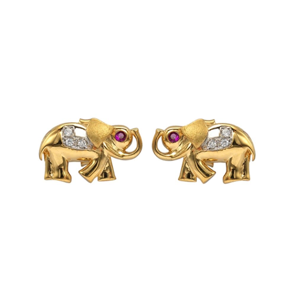 14K Elephant Earrings, 2.46 g