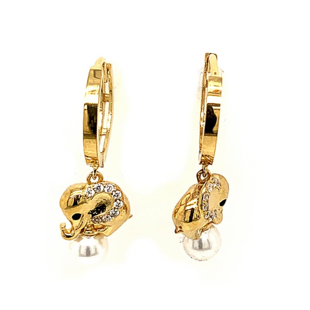 14K Elephant Earrings, 3.16 g