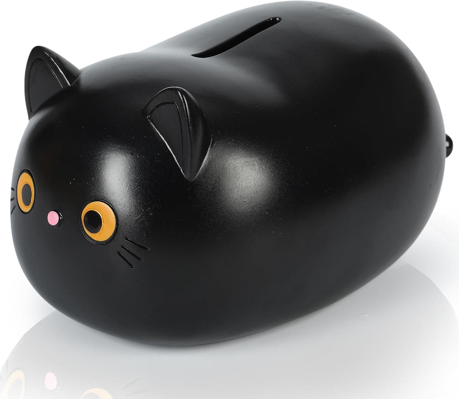 DomeStar Black Cat Piggy Bank, 8-Inch Soft PVC Cat Figurine Coin Bank with Red Bell Collar thumbnail 1