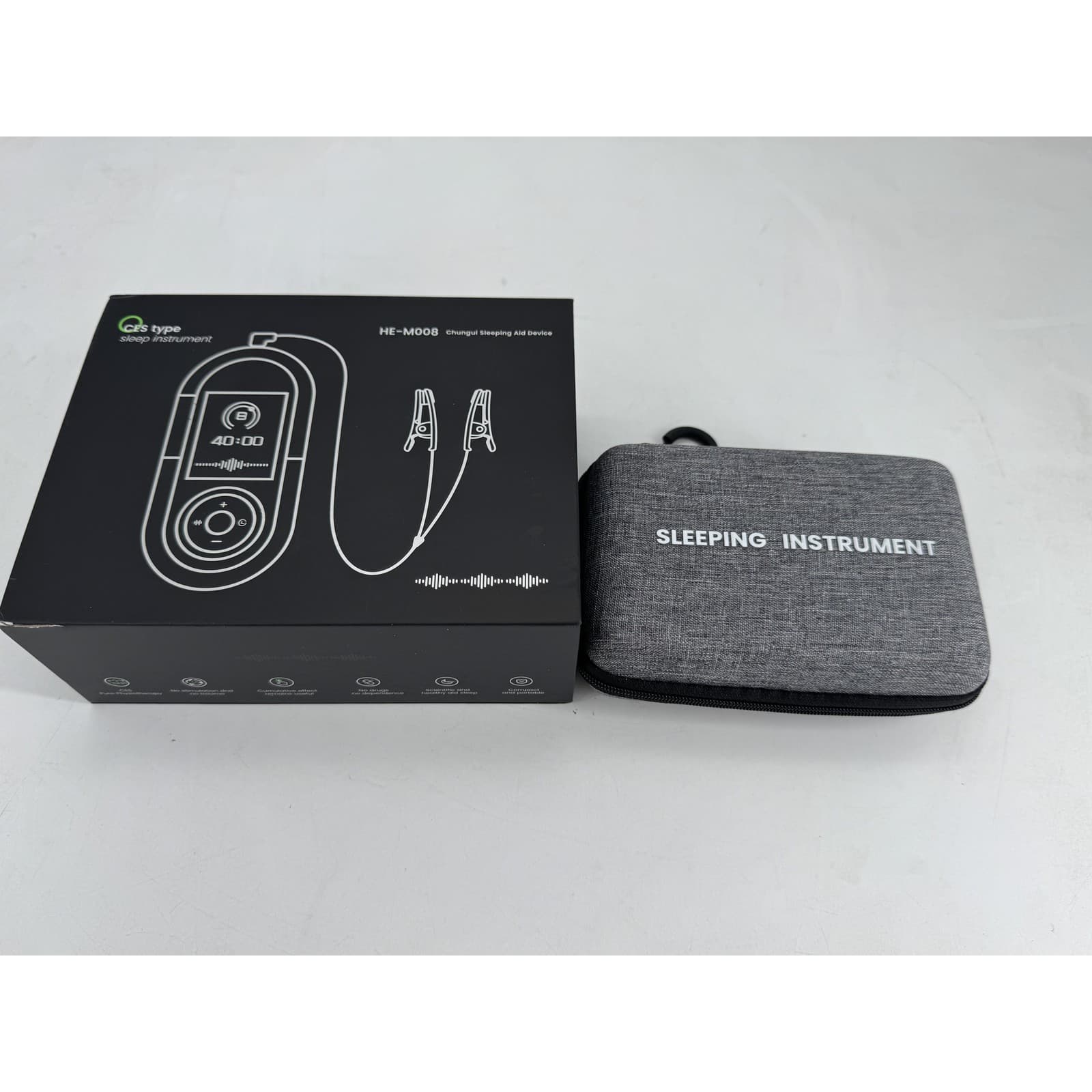 HE-M008 CES Sleep Aid Device with Ear-Clip Electrodes, 1000 mAh Rechargeable Microcurrent Sleep Instrument with Carry Case thumbnail 1
