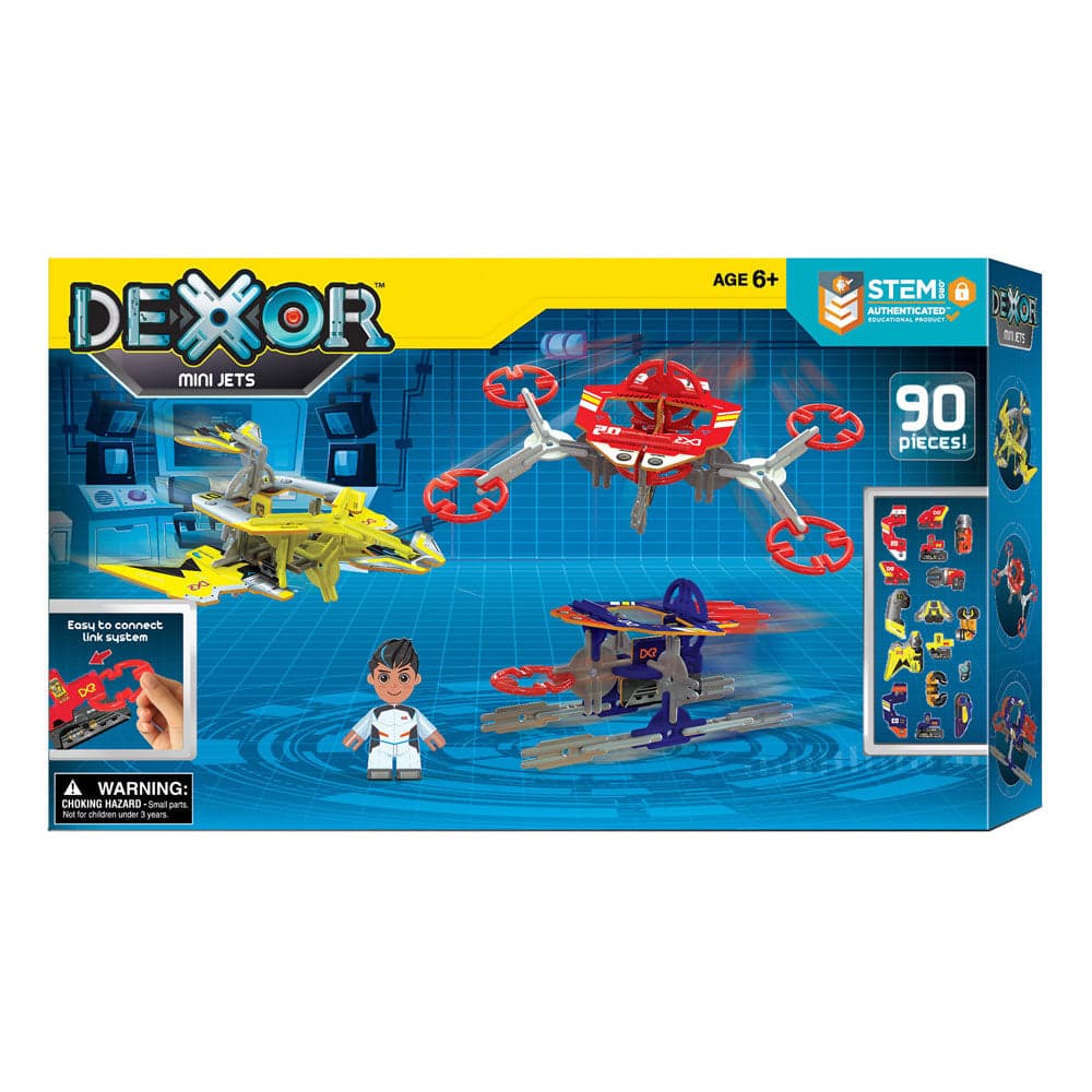Dexor Mini Jets 90-Piece STEM Building Set, 3 Buildable Jets with Derek Figure and Stickers, Ages 6+ thumbnail 1