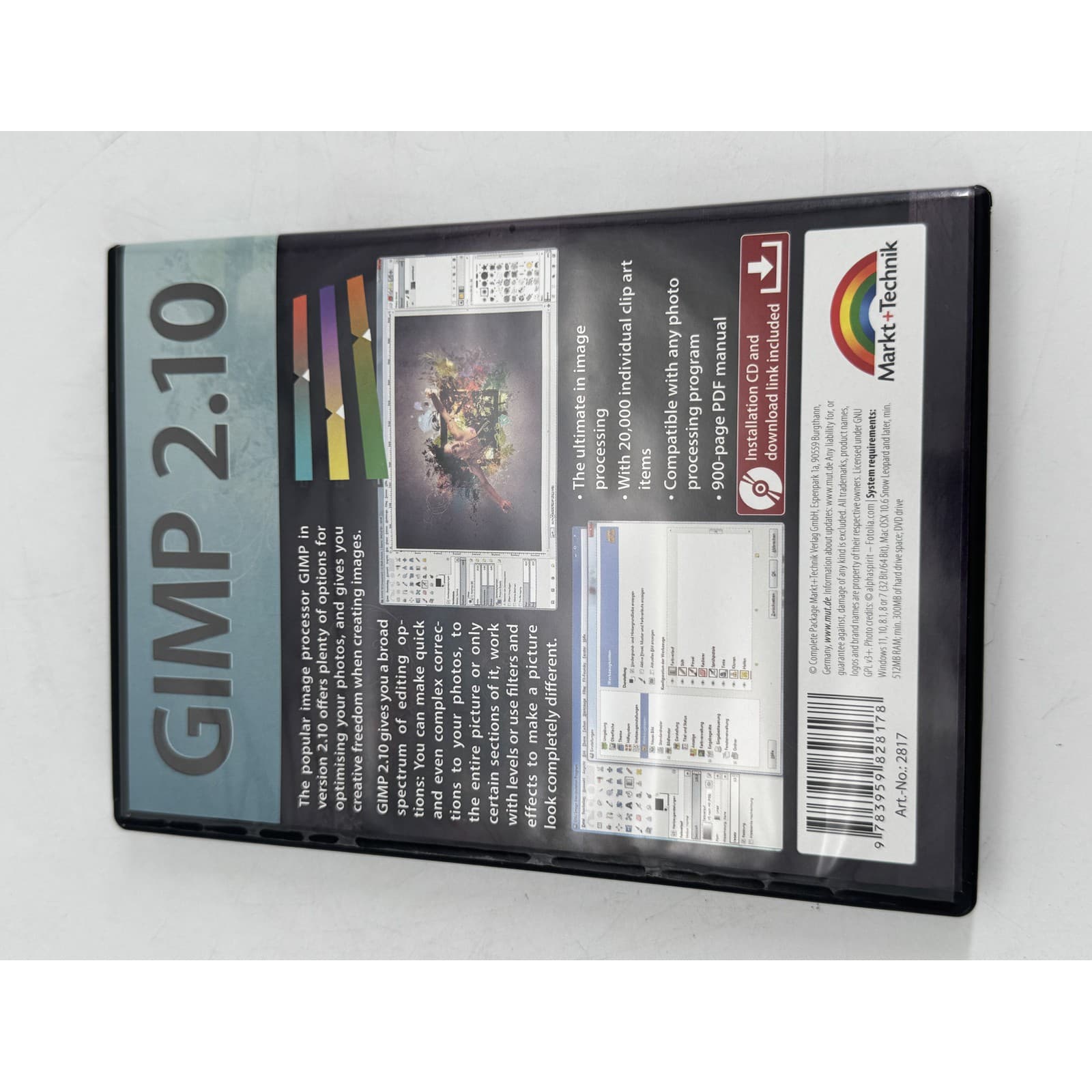 Markt+Technik GIMP 2.10 Image Editing Software Complete Package, Installation CD with 20,000 Clip Arts and 900-Page PDF Manual thumbnail 1