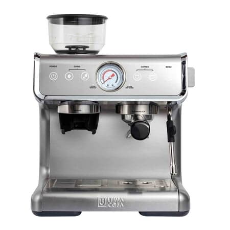 Ultima Cosa Semi-Automatic Espresso Machine with Built-In Conical Burr Grinder, Steam Wand, 2.8 L Tank thumbnail 1