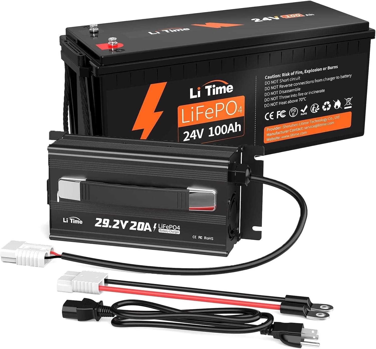 LiTime 29.2V 20A LiFePO4 Battery Charger for 24V Lithium Iron Phosphate Batteries with Anderson Connector thumbnail 1