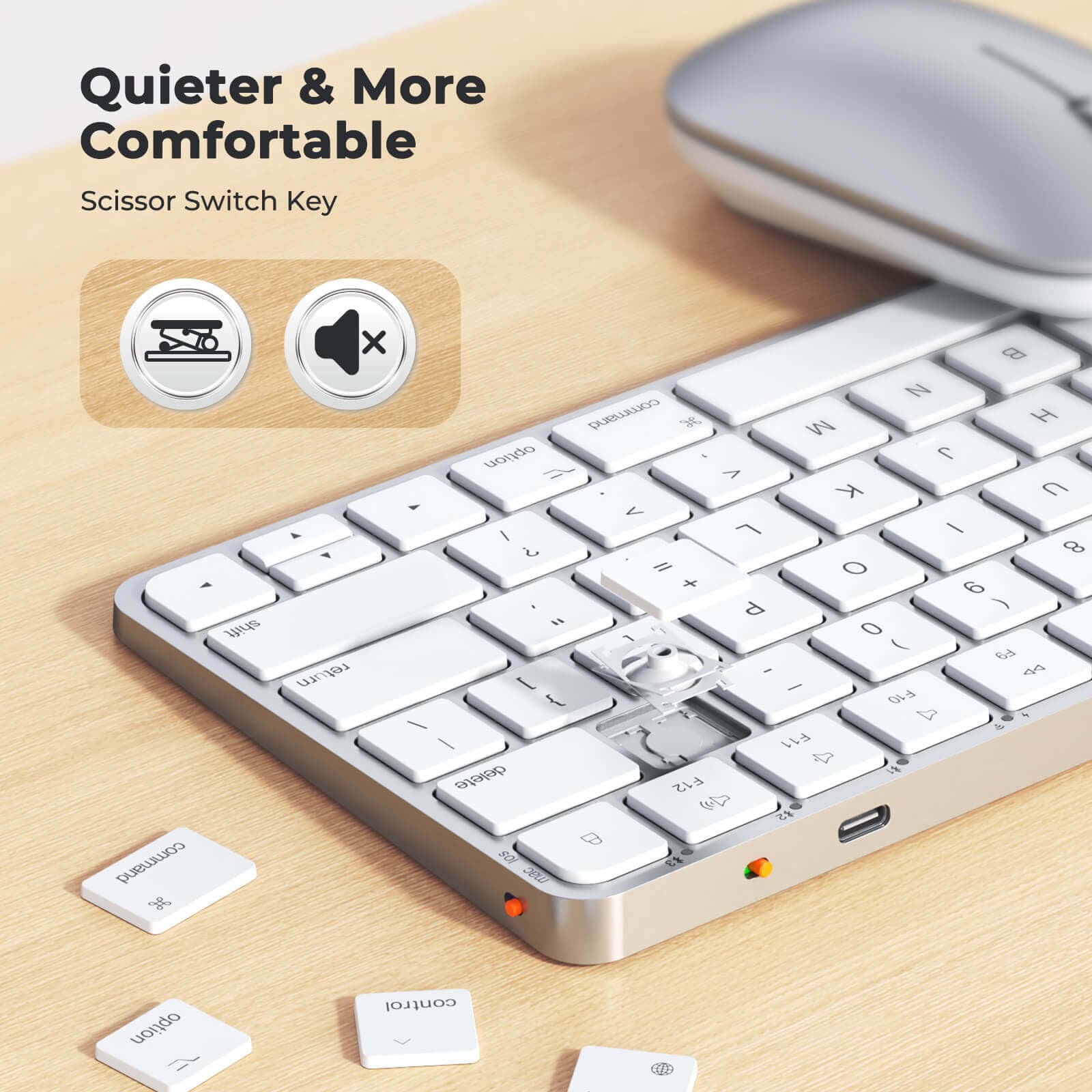 Meetion ikey C210 Bluetooth and 2.4G Wireless Keyboard and Mouse Combo, 78-Key Slim, Type-C Rechargeable, Purple thumbnail 1