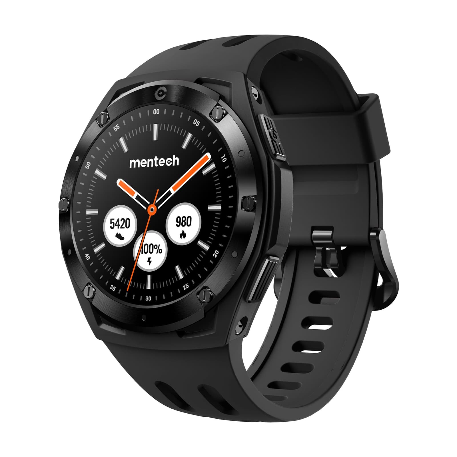 Mentech Xe1 Bluetooth Sports Smartwatch, 1.2" Round Touchscreen, 5ATM, GPS, 14-Day Battery, White thumbnail 1
