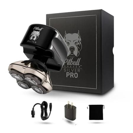 Skull Shaver Pitbull Silver PRO Cordless 4-Head Rotary Head and Face Electric Shaver, Wet or Dry, 60-Minute Runtime thumbnail 1