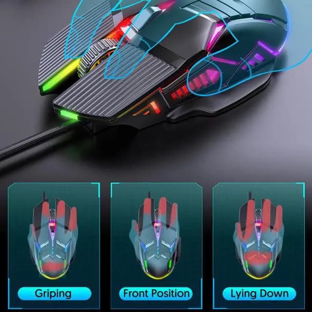 6-Button Gaming Mouse with Adjustable DPI Switch and Translucent Scroll Wheel, Silver Chrome Shell thumbnail 1