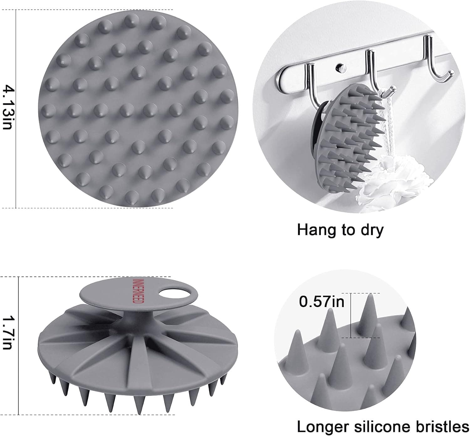Four-Leaf Clover Silicone Scalp Massager Shampoo Brush, Manual Wet and Dry Hair Scrubber thumbnail 1