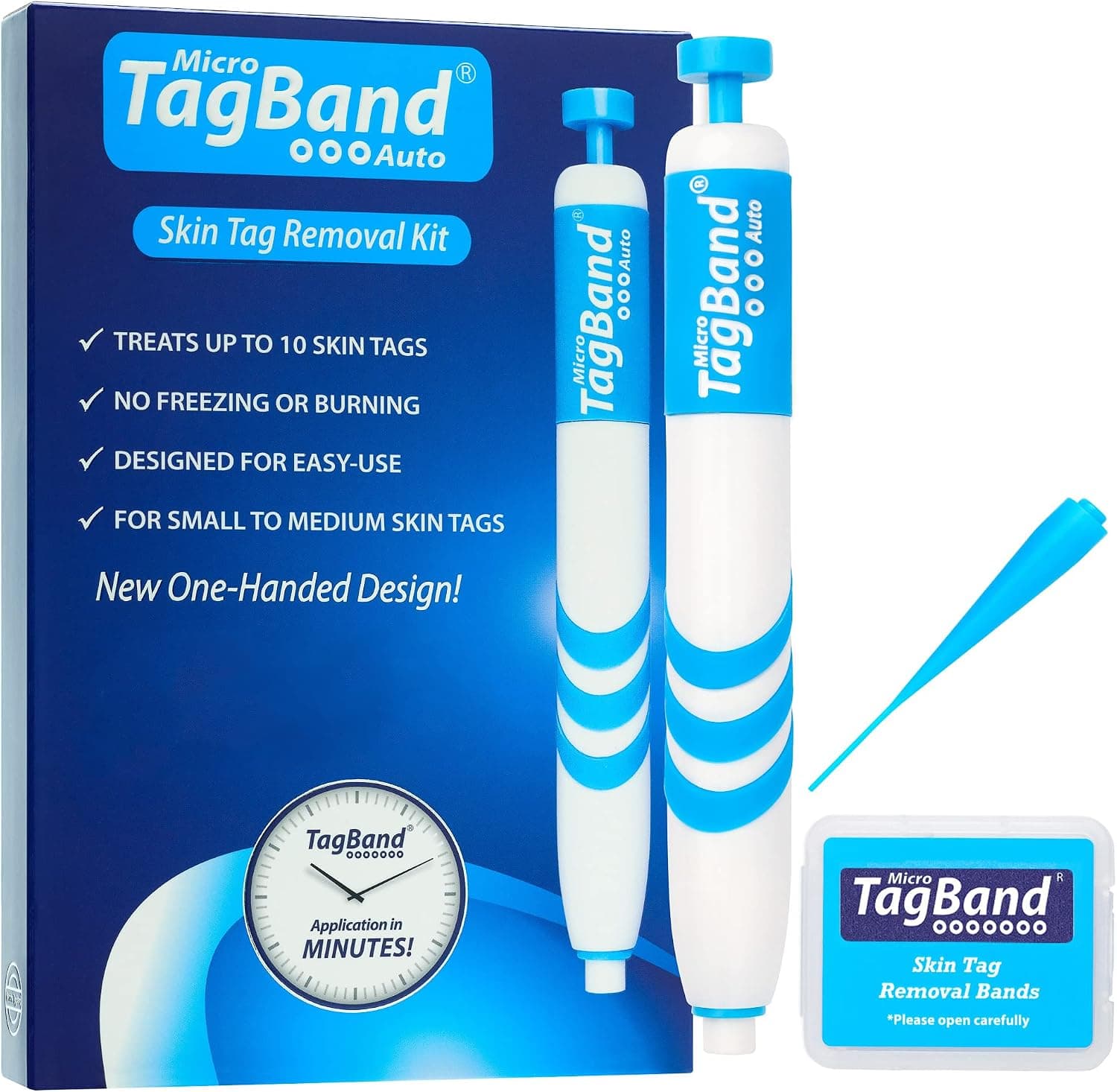 Micro Tags Skin Tag Remover Kit, 3 Head Sizes, 60 Ligation Bands, 36 Patches and 10 Alcohol Wipes