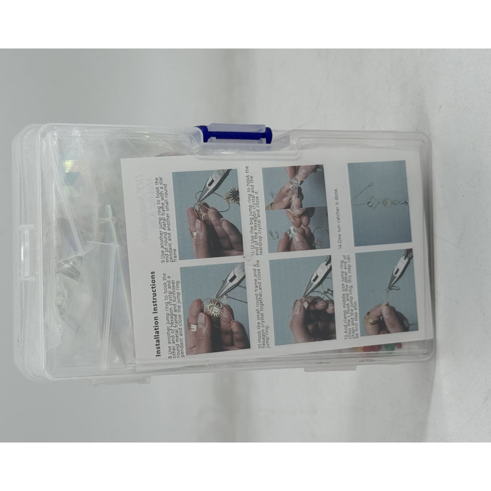 DIY Suncatcher Making Kit with Jewelry Pliers, Crystal Prisms, Metal Frames, Charms, Chain and Jump Rings in Organizer Case thumbnail 1