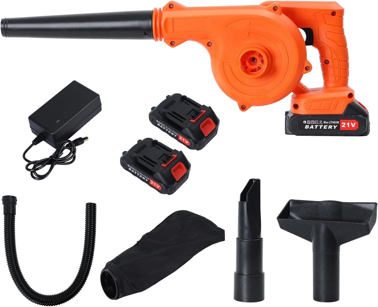 SUNZU Cordless Leaf Blower, 21V Handheld Blower Kit with Two 4.0Ah Batteries, Charger and Extension Tube thumbnail 1