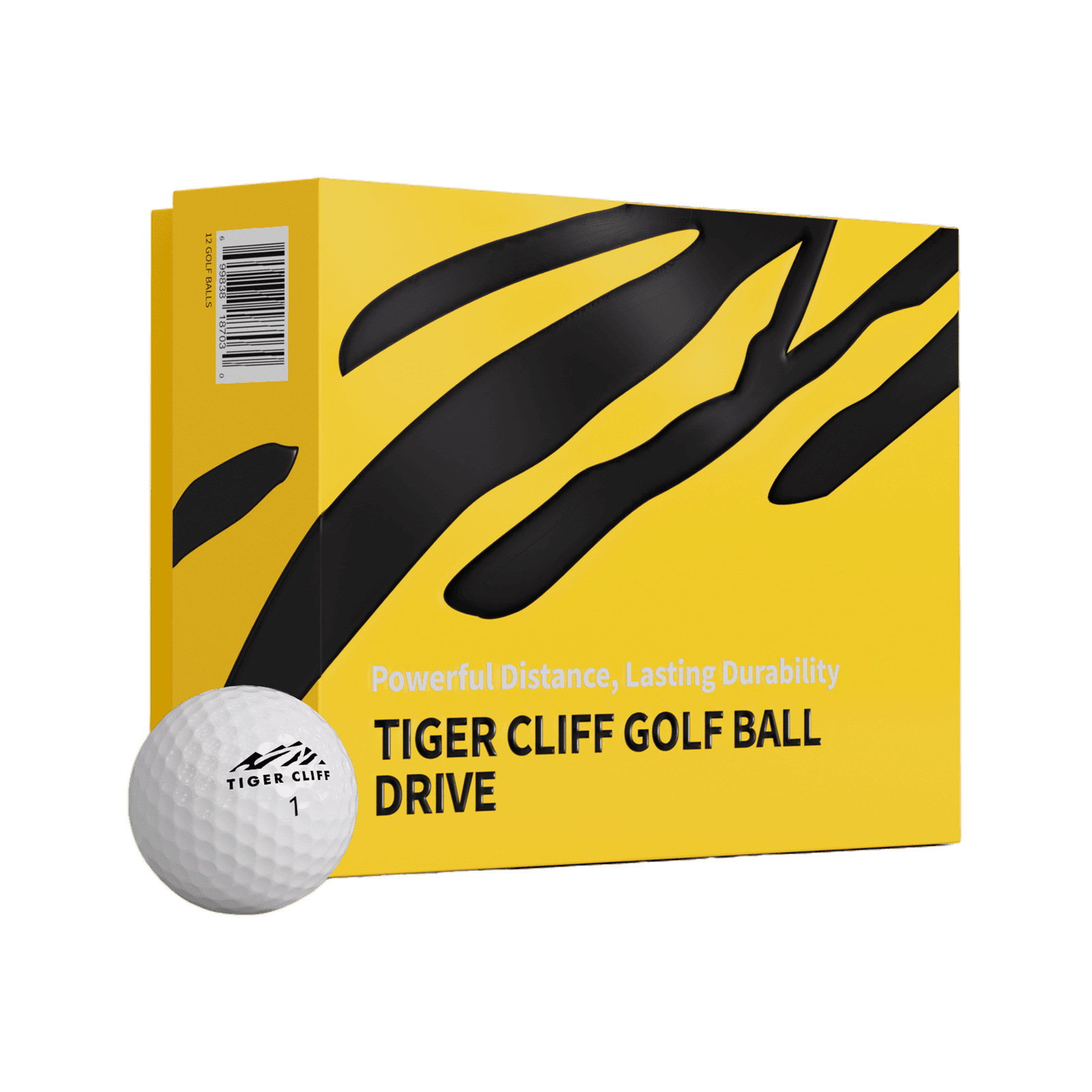 Tiger Cliff Drive Golf Balls, 2-Piece Surlyn, 85 Compression, 332 Dimples, 1 Dozen (12 Balls) thumbnail 1
