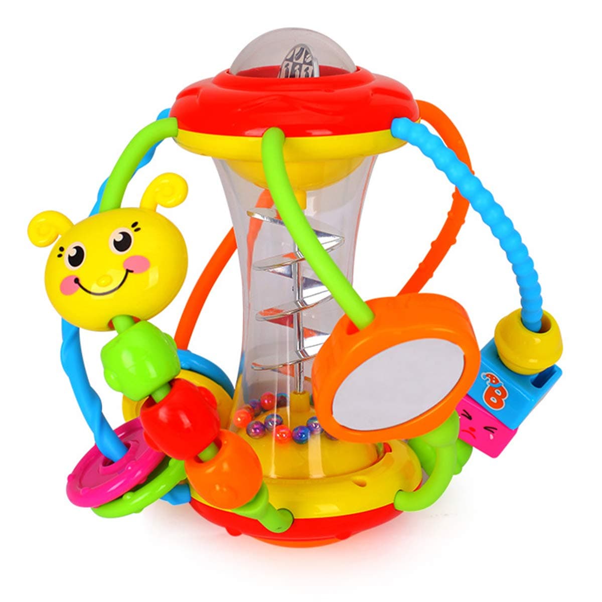 HOLA Toddlers World Activity Ball, Baby Rattle and Shake Sensory Toy with Mirror, Sound Button and Learning Blocks, 3 Months+ thumbnail 1