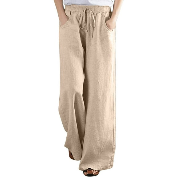COTTON WIDE-LEG TROUSERS WOMEN   L