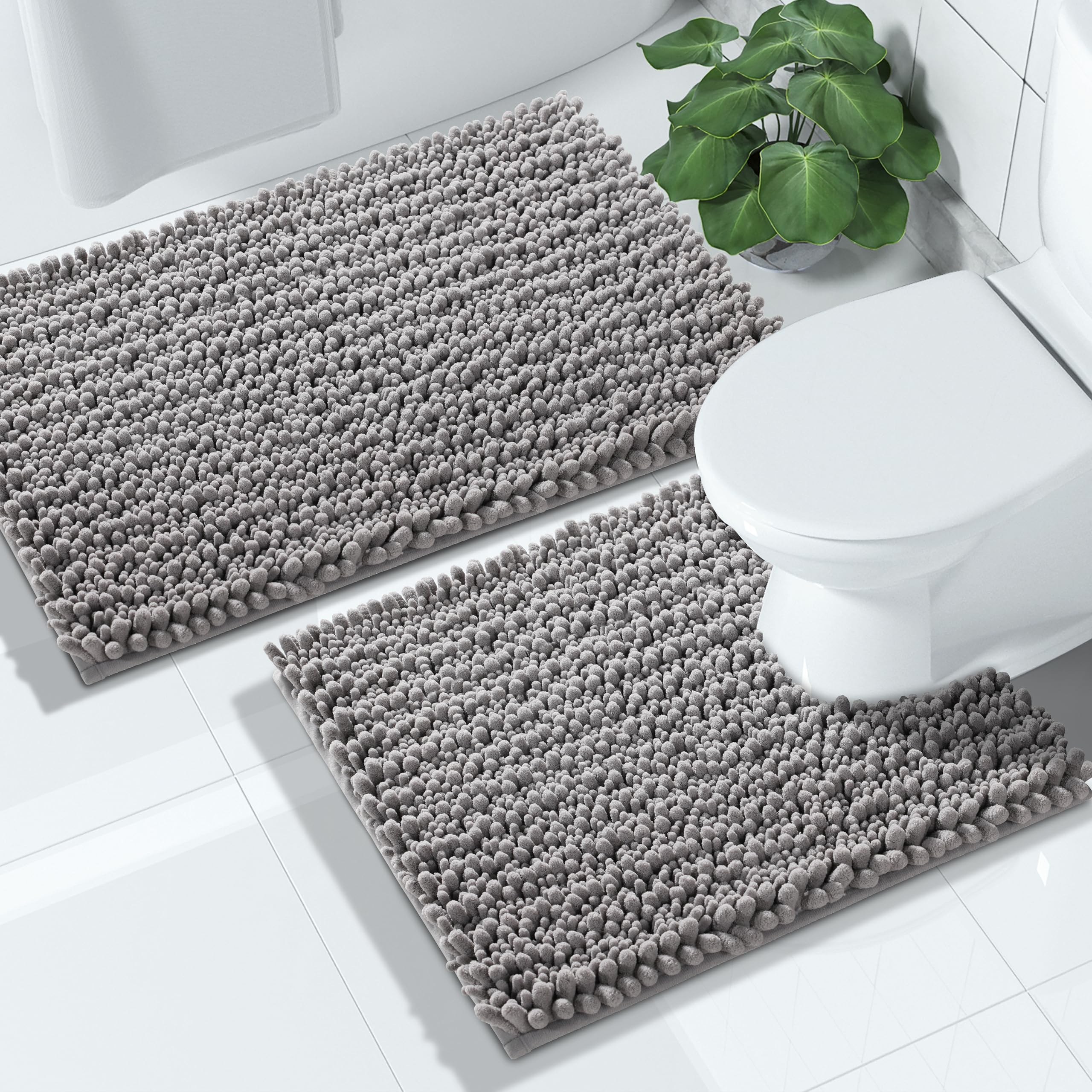 H.VERSAILTEX Bath Rug Set 2 Piece for Bathroom Bath Mats Non Slip Bouncy Chenill