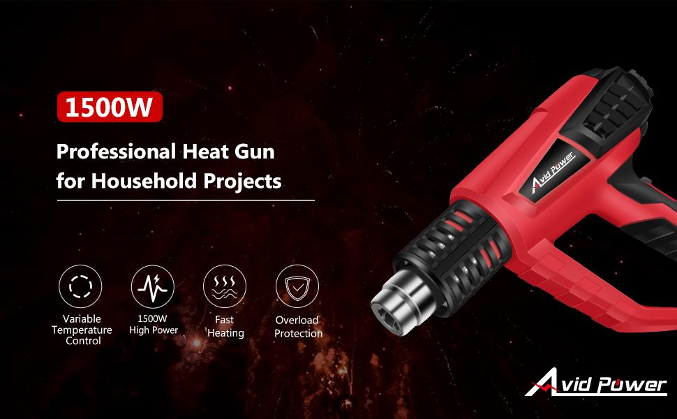 Variable Temperature Heat Gun, Max 1500W Power Consumption