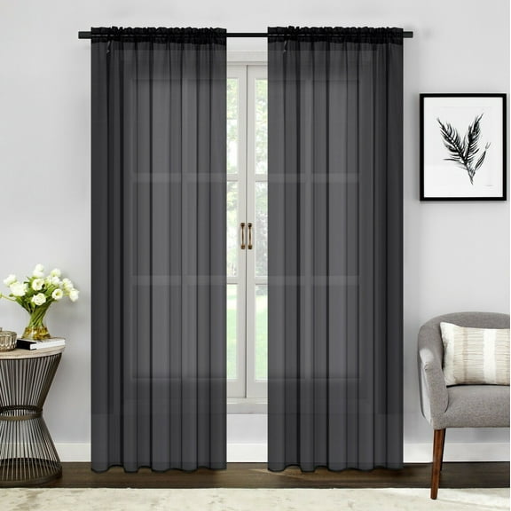 52"Wx96"L per panel Angeline Solid Sheer Grommet Curtain Panels - (2 panels=104)