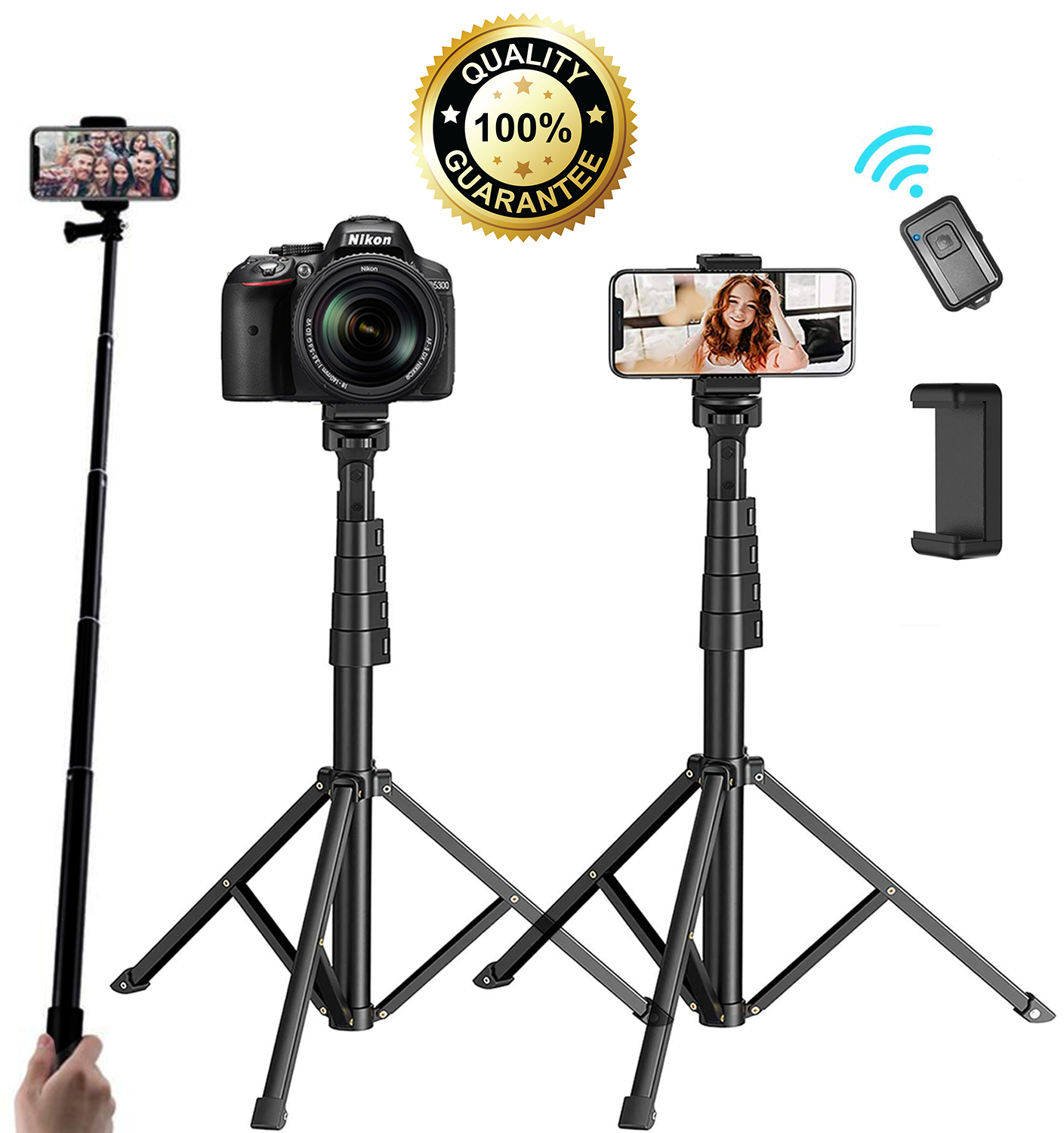 Universal 62-inch Selfie Stick Tripod Stand for Cell Phone with Bluetooth Remote