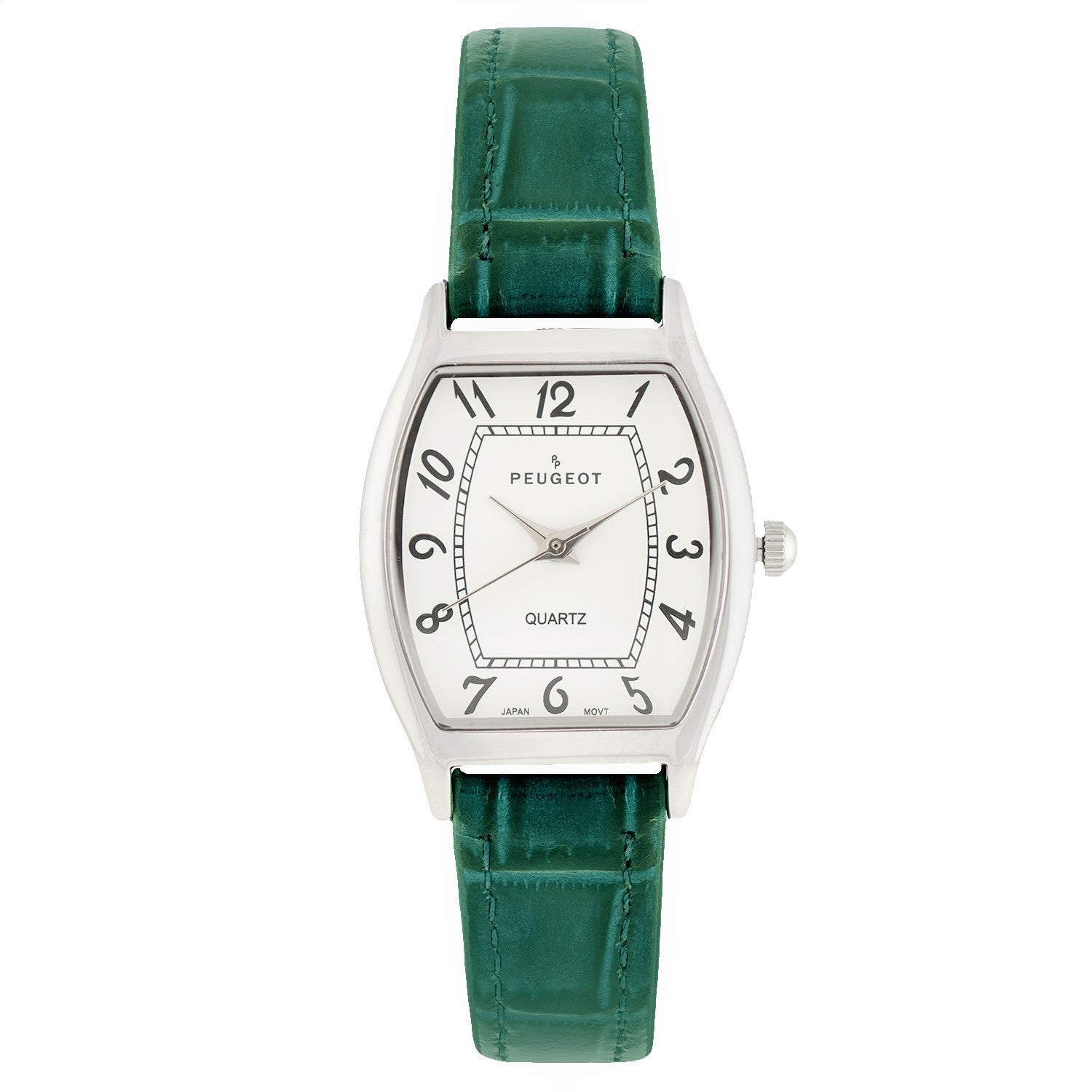 Women Leather Band Wrist Watch, Plum-Shaped Pearl Bezel Diamond-Set Waterproof Q