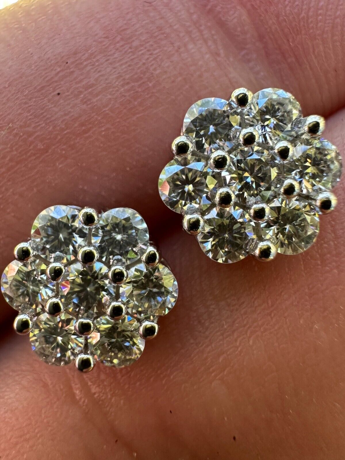 Moissanite VVS Flower Cluster Earrings 925 Silver Stud Earrings