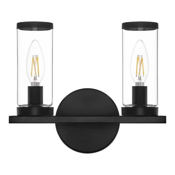 2-Light Black Bathroom Vanity Wall Sconce with LED Bulbs XB-W1234-2-MB-G30