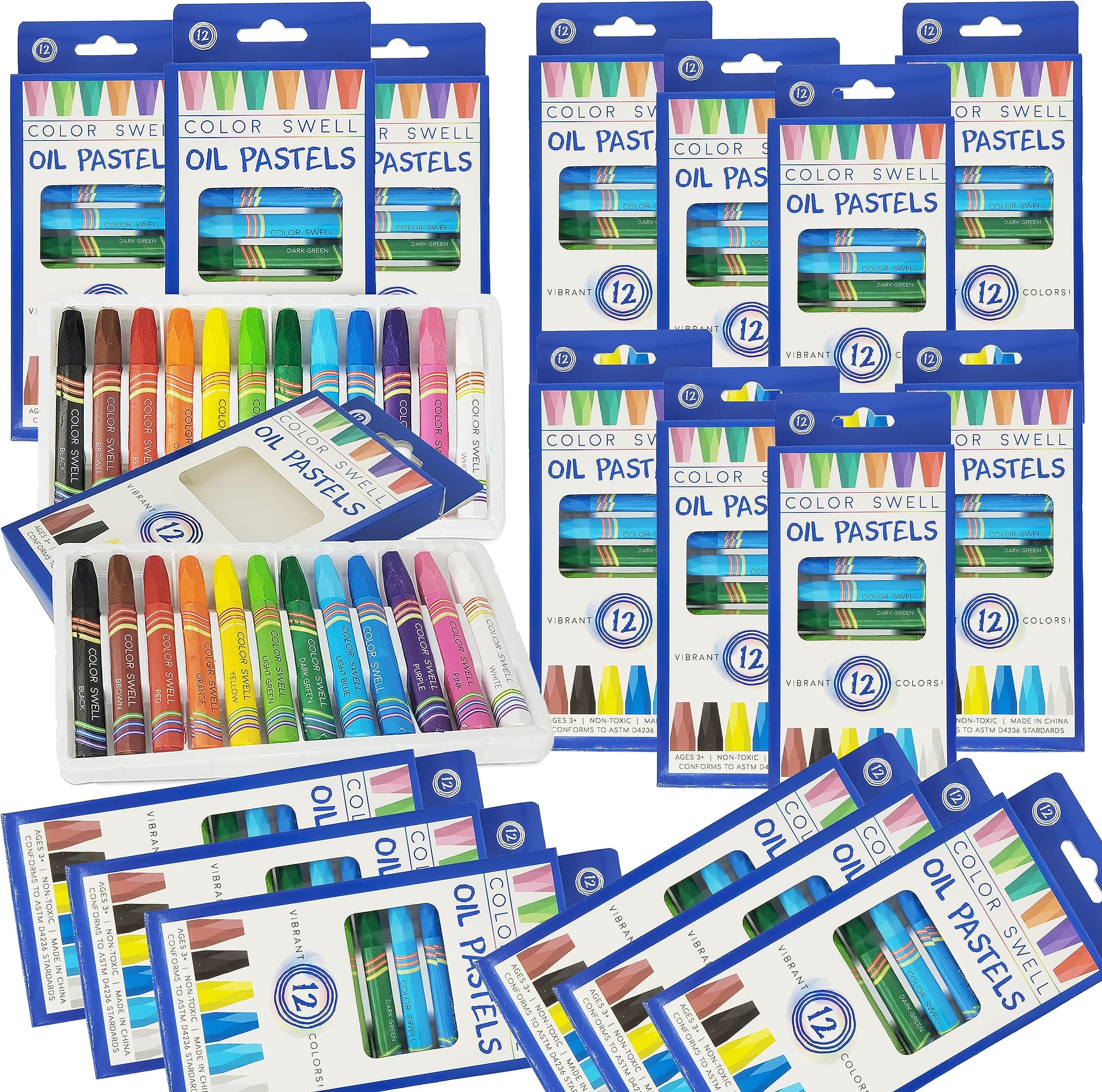 8 Pkgs  Color Swell Bulk Oil Pastels  12 Count Colors Each Pkg
