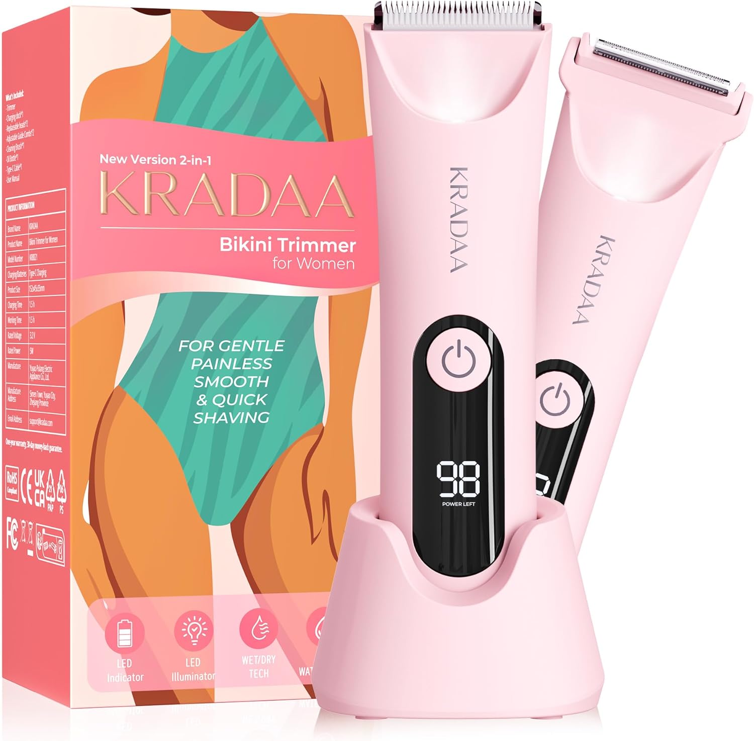 KRADAA Facial Hair Removal for Women Rechargeable Hair Removal Device - New