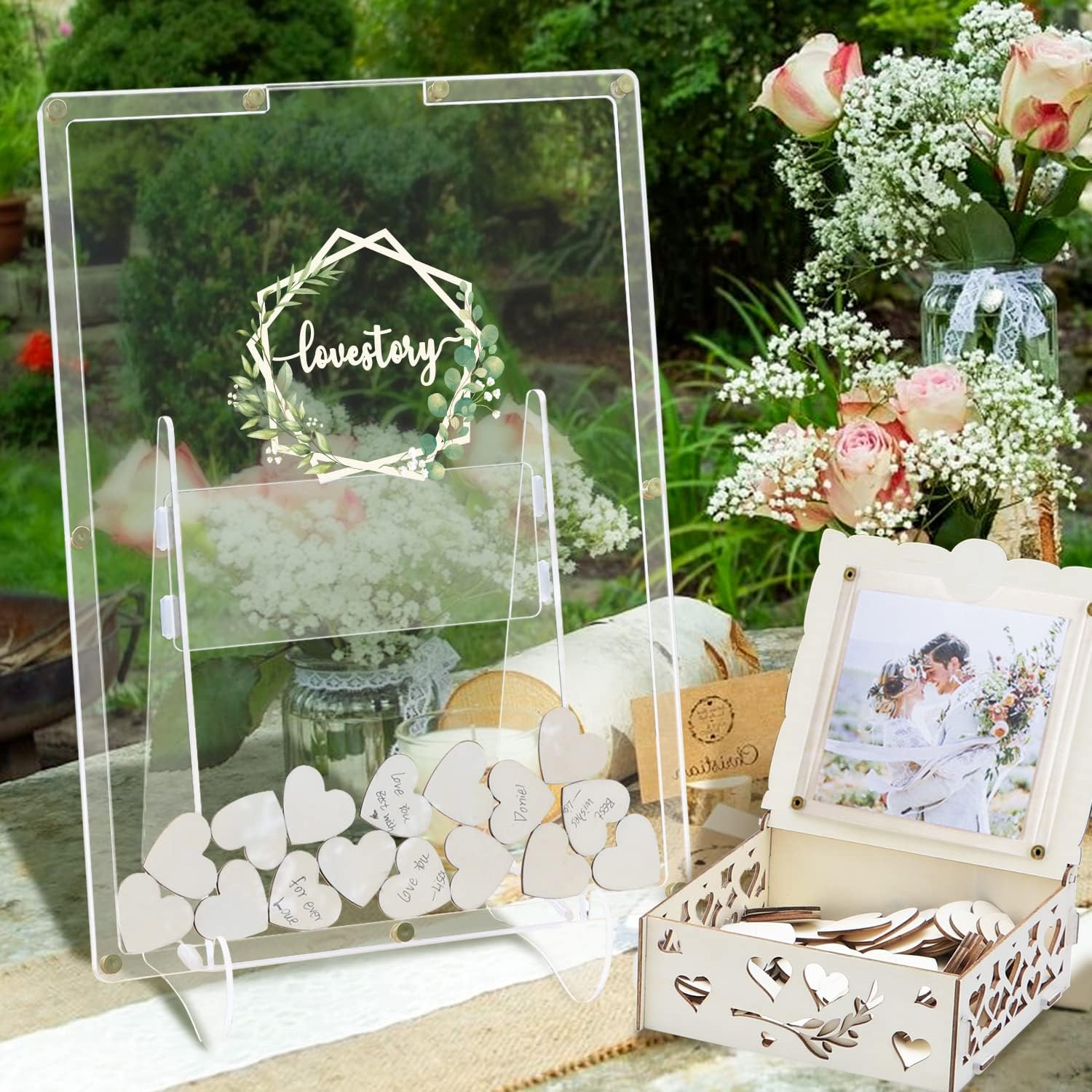 Acrylic Wedding Guest Book Drop Box with Stand