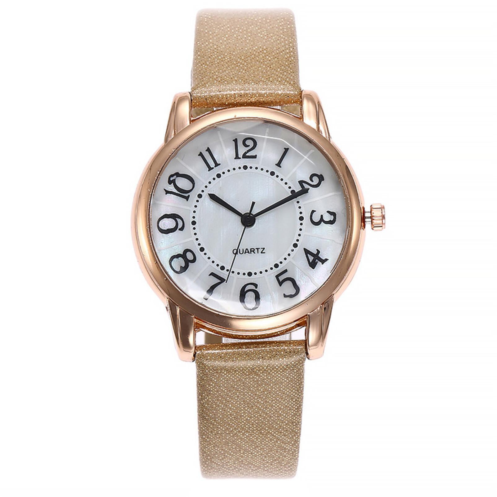 Women's Analog Quartz Wrist Watch Classic Simple Leather Design Rose Gold Case