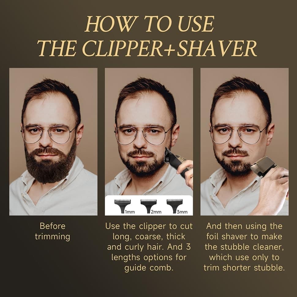 OUDIM Men's Foil Shaver & T-Blade Hair Clipper Set OD-912, Cordless, USB Type-C Rechargeable, LED Display thumbnail 5
