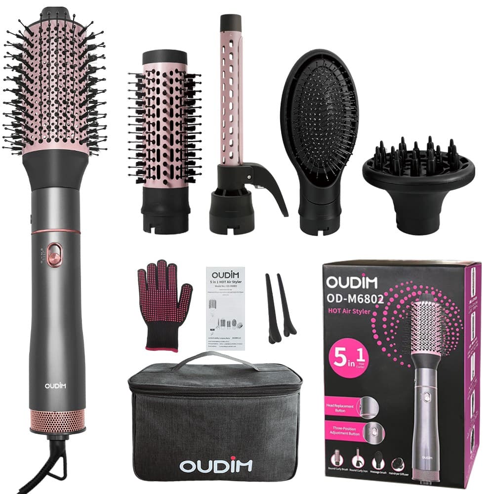 OUDIM 5-in-1 Hot Air Styler Set OD-M6802, 1000W, 125V 60Hz, Ionic, 3 Heat Settings, Travel Bag thumbnail 2