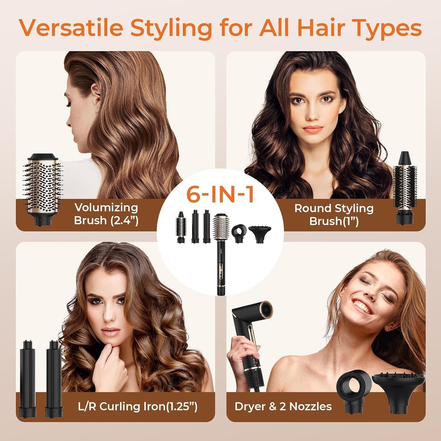 OUDIM High-Speed 6-in-1 Hot Air Styler OD-M6816, 1400W, 125V 60Hz, 110,000 RPM Brushless Motor, Foldable Handle thumbnail 2