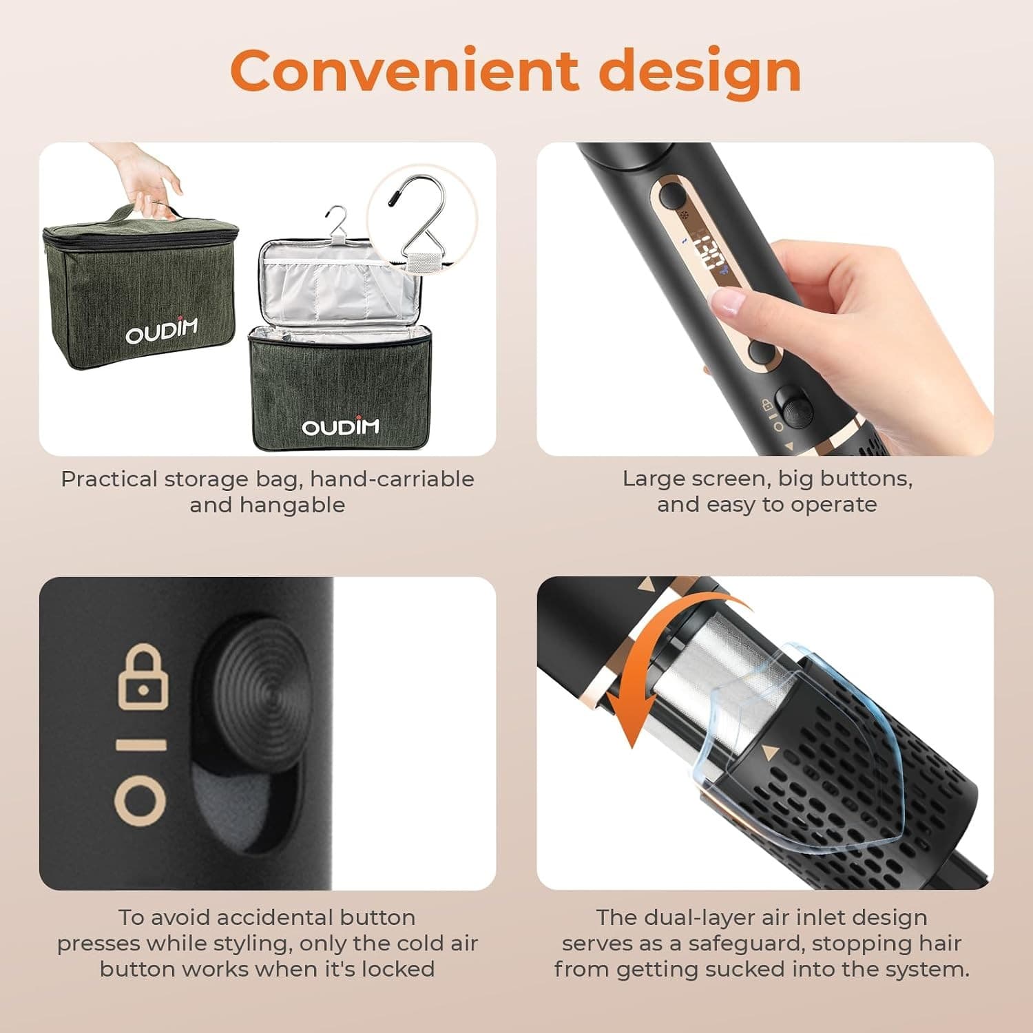 OUDIM High-Speed 6-in-1 Hot Air Styler OD-M6816, 1400W, 125V 60Hz, 110,000 RPM Brushless Motor, Foldable Handle thumbnail 6