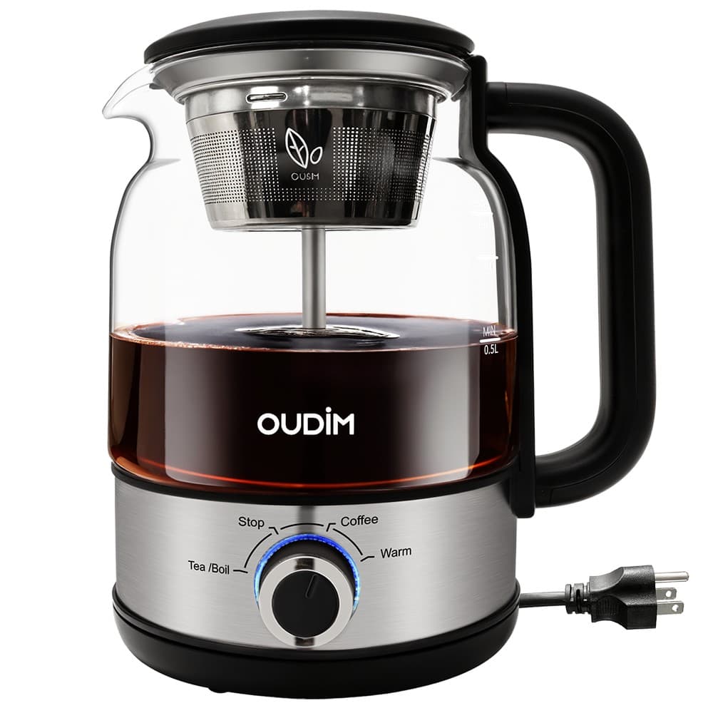 OUDIM Steam-Spray Tea & Coffee Maker OD-T1206, 1.2L Glass Kettle, 120V 60Hz, Boil / Brew / Keep Warm thumbnail 2