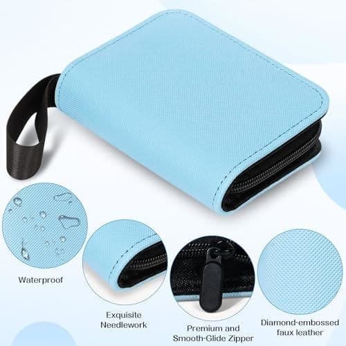 Mini 1-Pocket Zip Card Binder, 40 Standard Cards, Faux Leather thumbnail 2